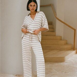 Sabo Skirt Beige and White Striped Aya Set